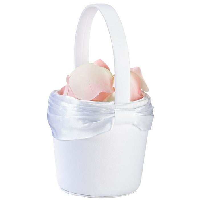 White Sash Flower Basket - Wedding Collectibles