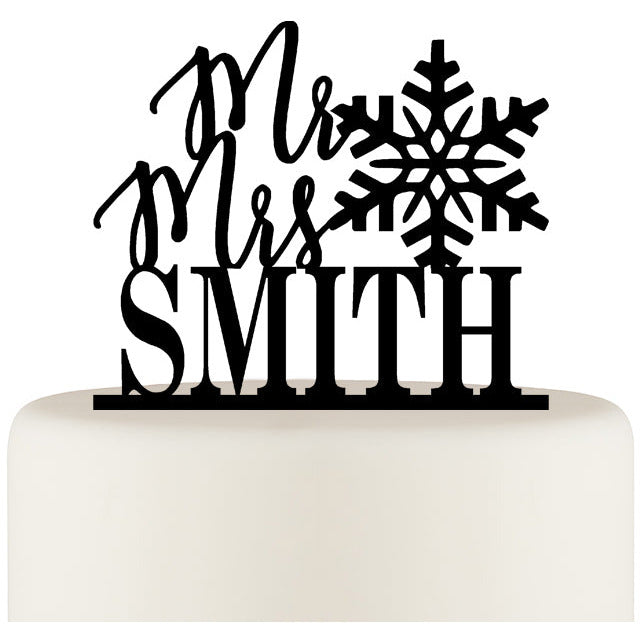 Snowflake Mr & Mrs Wedding Cake Topper Personalized with YOUR Last Name - Wedding Collectibles