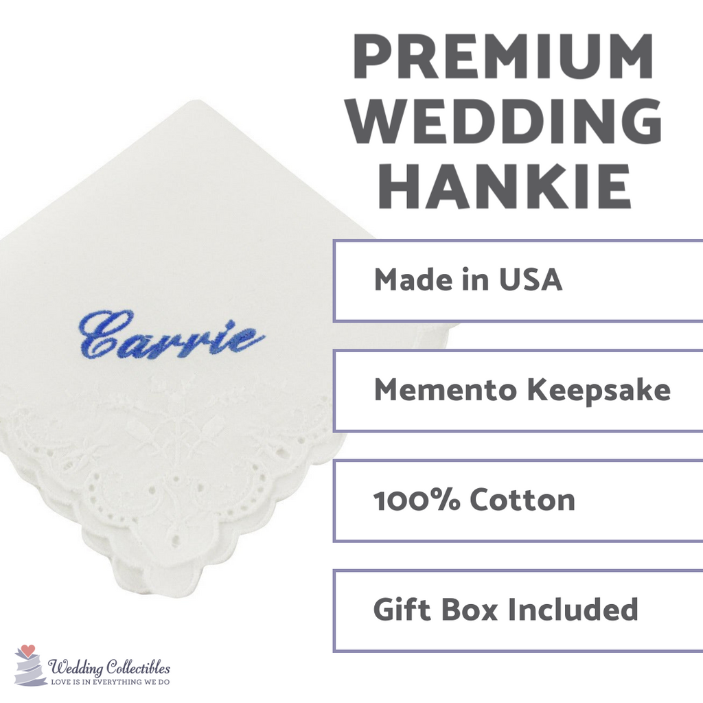 Cursive Custom Name Wedding Handkerchief - Wedding Collectibles