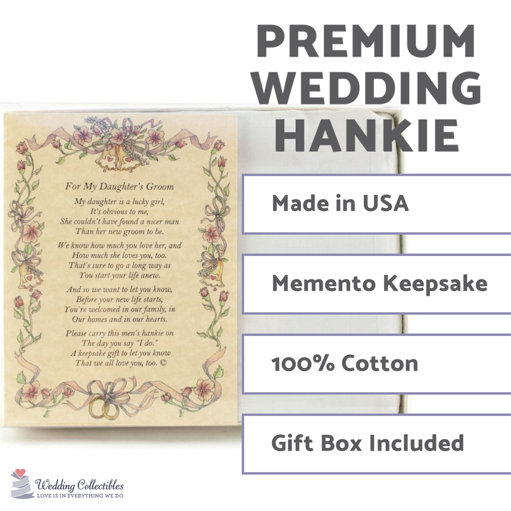 Personalized From the Bride's Parent to the Groom Poetry Wedding Handkerchief - Wedding Collectibles
