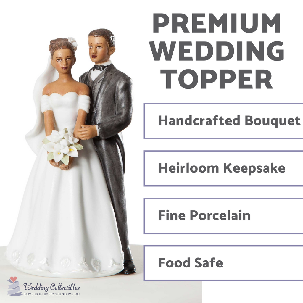 Small Elegant African American Wedding Cake Topper - Wedding Collectibles