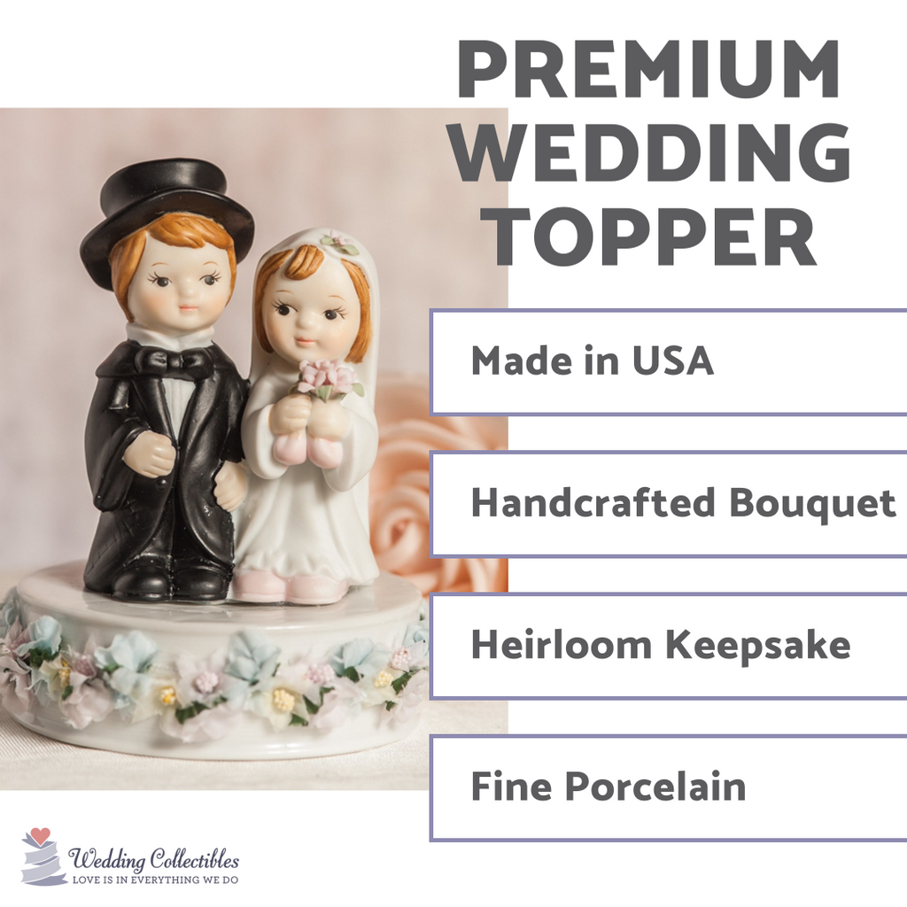 Vintage Pastel Flower Cute Child Wedding Cake Topper - Wedding Collectibles