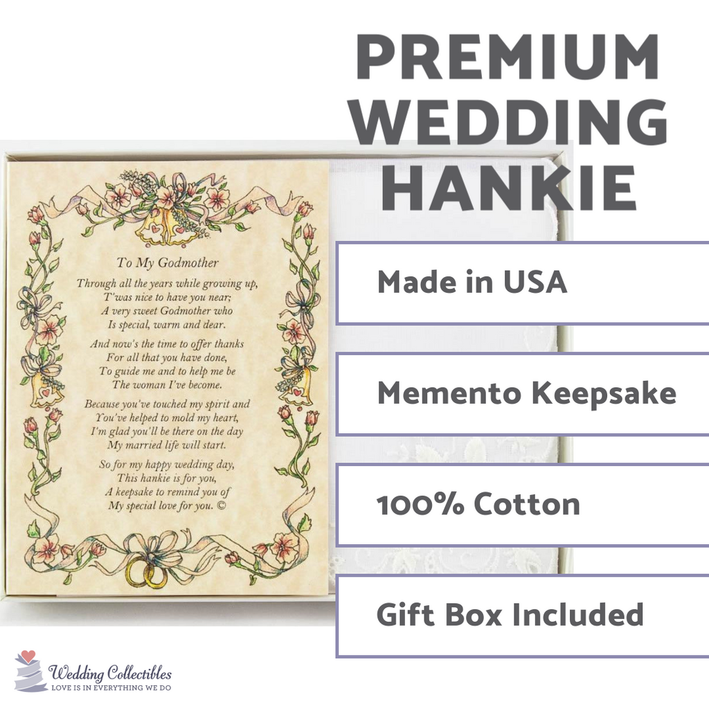 Personalized From the Bride to her Godmother Wedding Handkerchief - Wedding Collectibles