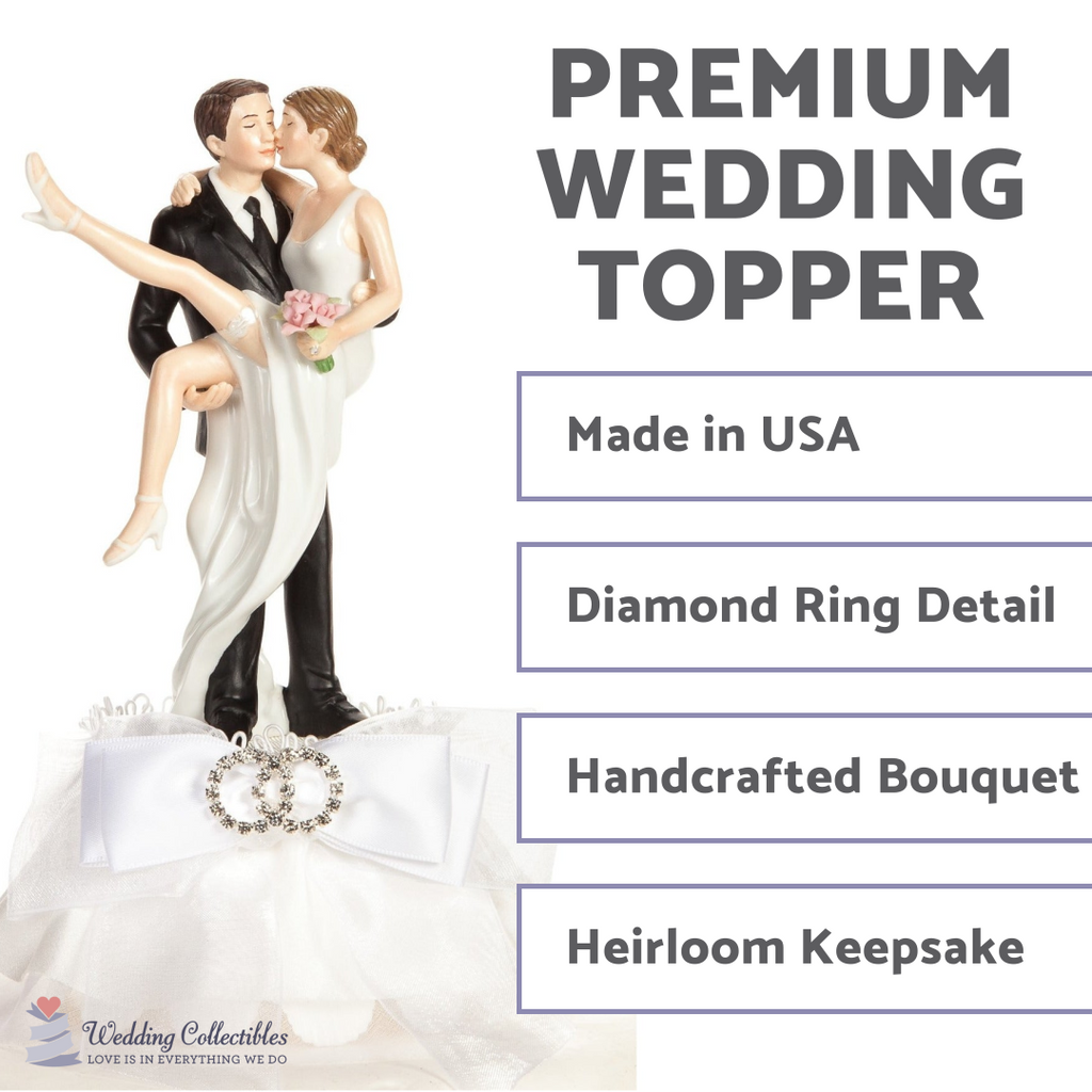 Funny Sexy Rhinestone Over the Threshold Wedding Rings Cake Topper - Wedding Collectibles