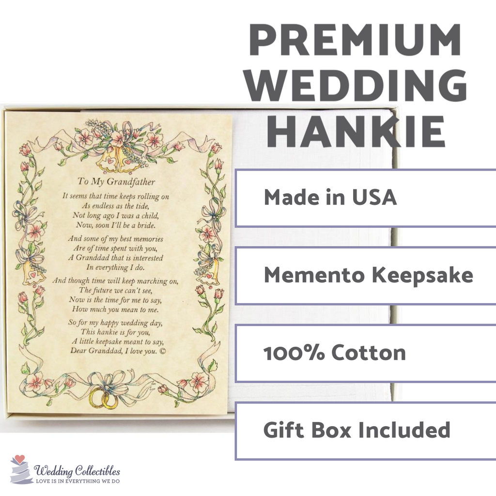 Personalized From the Bride to her Grandfather Wedding Handkerchief - Wedding Collectibles