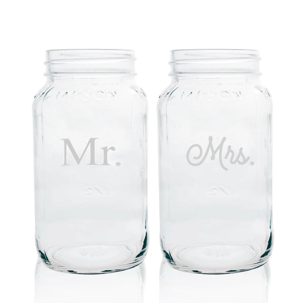 Mr. & Mrs. 24oz. Mason Jar Set - Wedding Collectibles