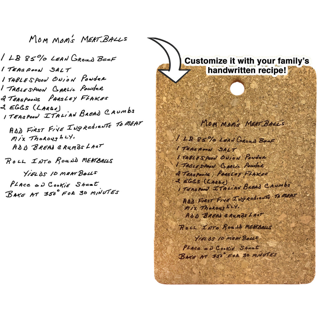 Cork Recipe Trivet Hot Pad Custom, Hand-Written Engraved | Fully Custom Personalized Engraving - Wedding Collectibles