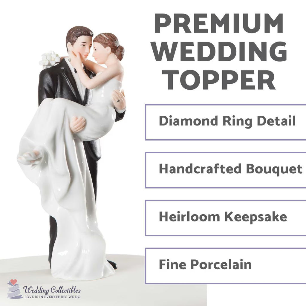 Groom Holding Bride Traditional Cake Topper Figurine - Wedding Collectibles