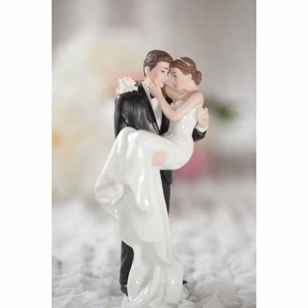 Groom Holding Bride Traditional Cake Topper Figurine - Wedding Collectibles