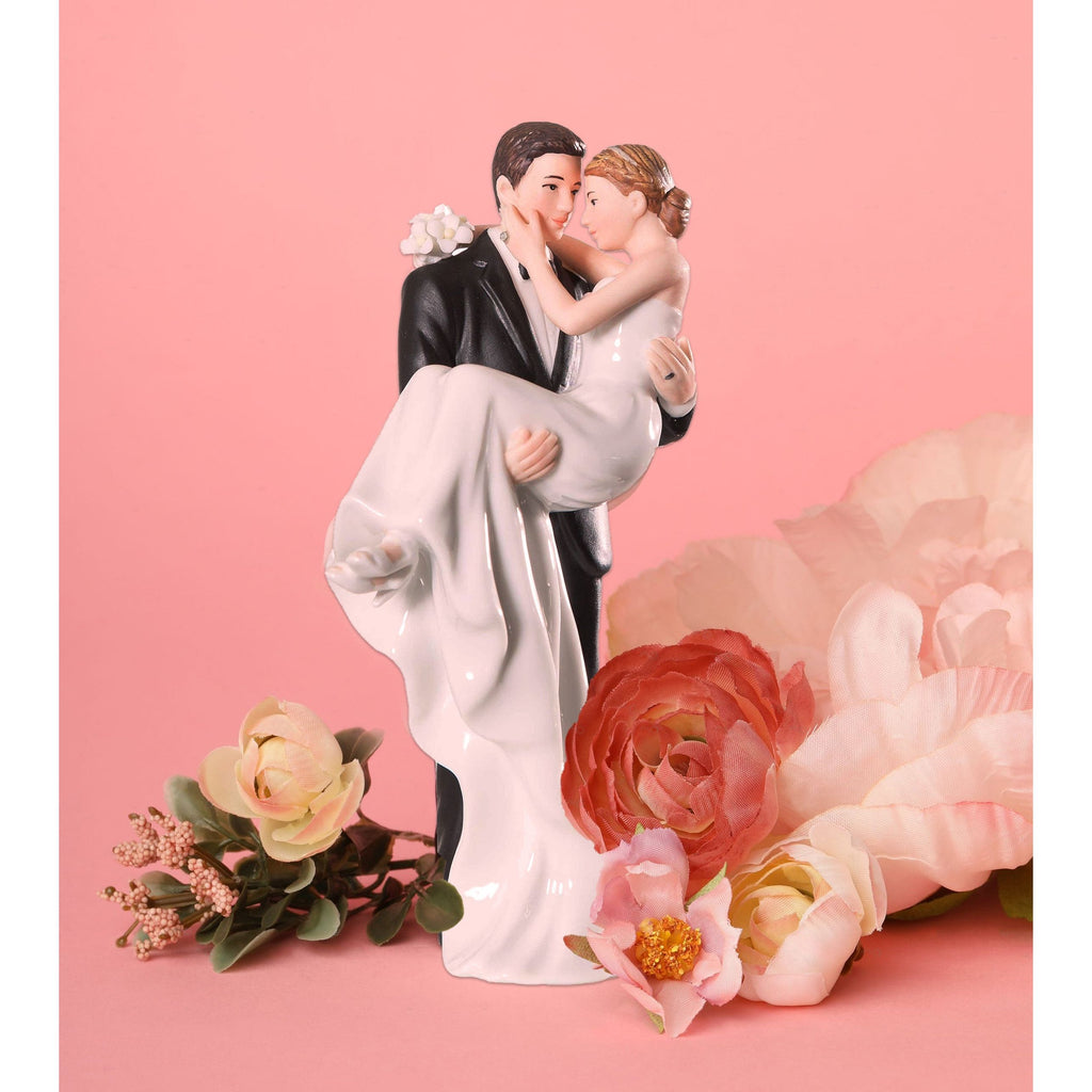 Groom Holding Bride Traditional Cake Topper Figurine - Wedding Collectibles