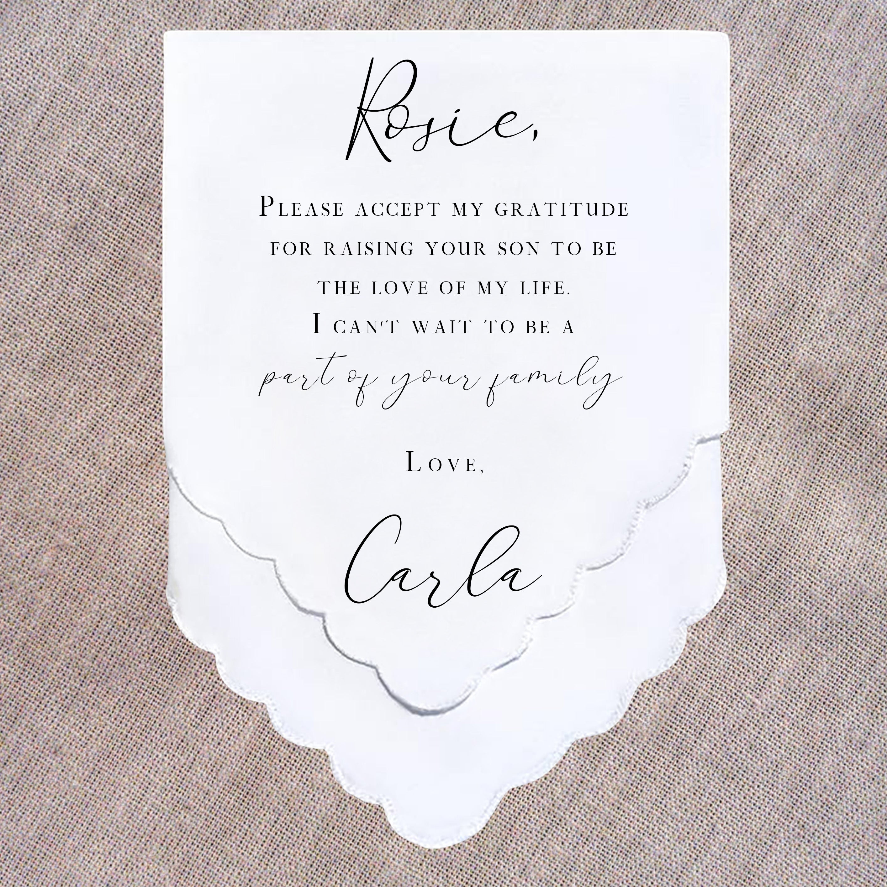 Personalized Mother in Law Wedding Handkerchief Gift Mother in Law W