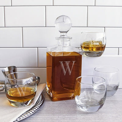 Personalized Square Decanter Set - Wedding Collectibles