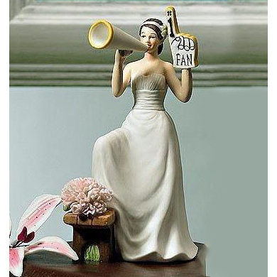 #1 Fan Cheering Bride Figurine Mix & Match Cake Toppers - Wedding Collectibles