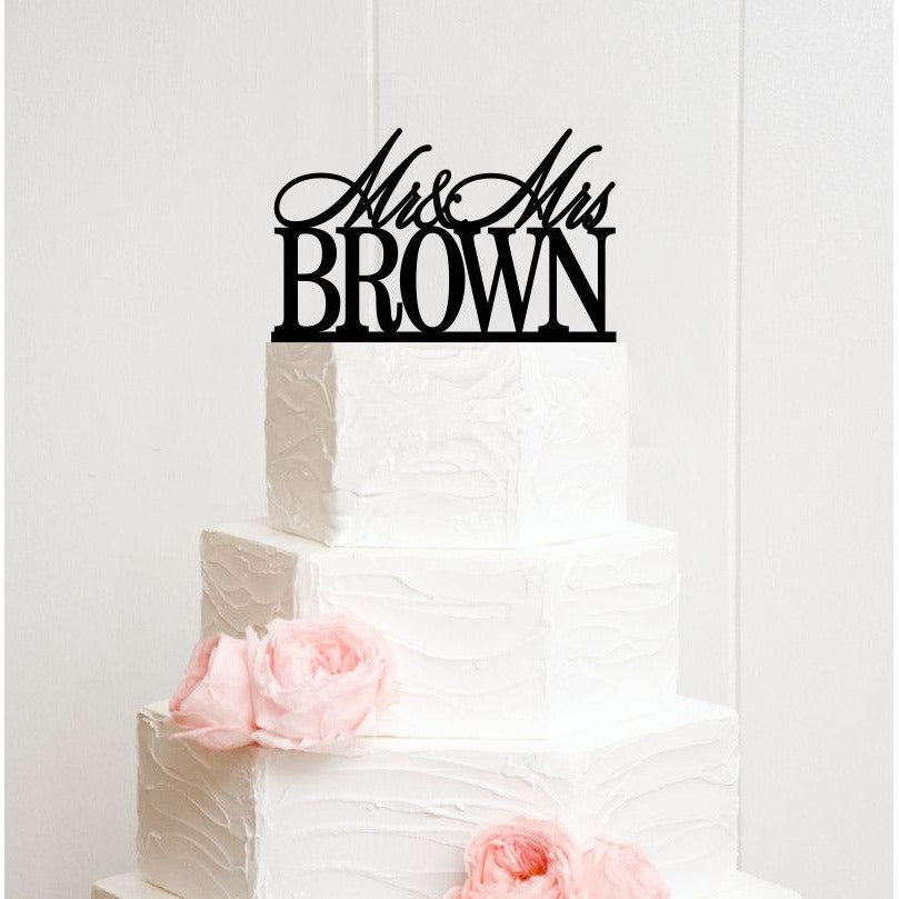 Mr and Mrs Wedding Cake Topper Customized With YOUR Last Name - Wedding Collectibles