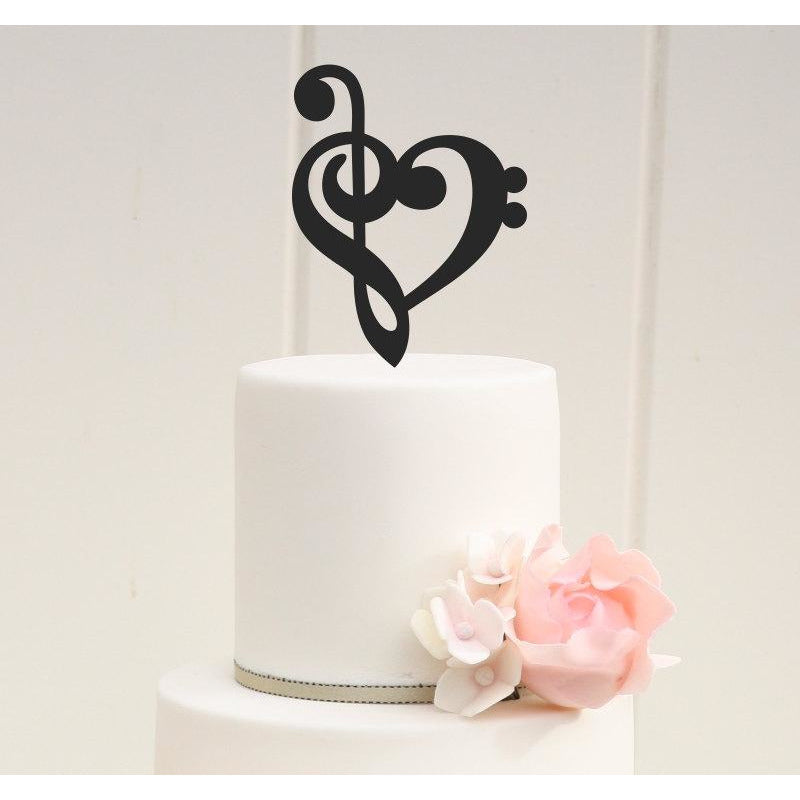 Custom Wedding Cake Topper Music Note Heart Topper - Wedding Collectibles