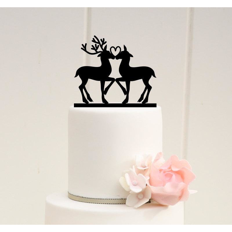 Deer in Love Wedding Cake Topper - Custom Cake Topper - Wedding Collectibles