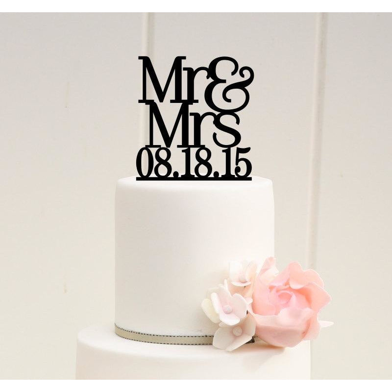 Custom Wedding Cake Topper - Mr & Mrs Wedding Cake Topper with Wedding Date - Wedding Collectibles