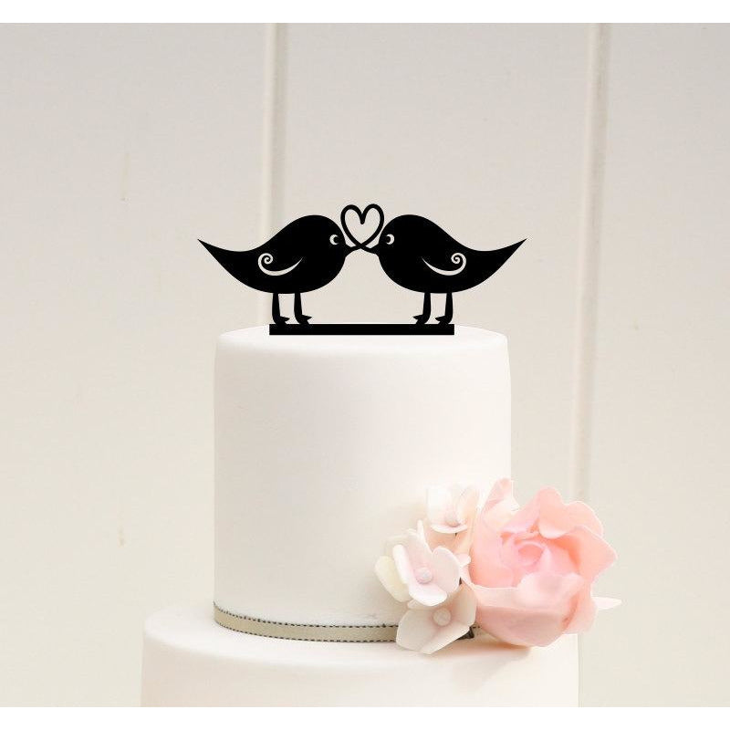 Love Birds Wedding Cake Topper Heart Design Rustic Cake Topper - Wedding Collectibles