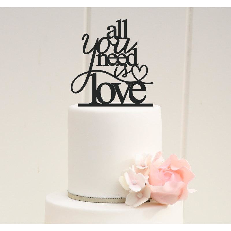 All You Need is Love Wedding Cake Topper or Bridal Shower Topper - Custom Cake Topper - Wedding Collectibles