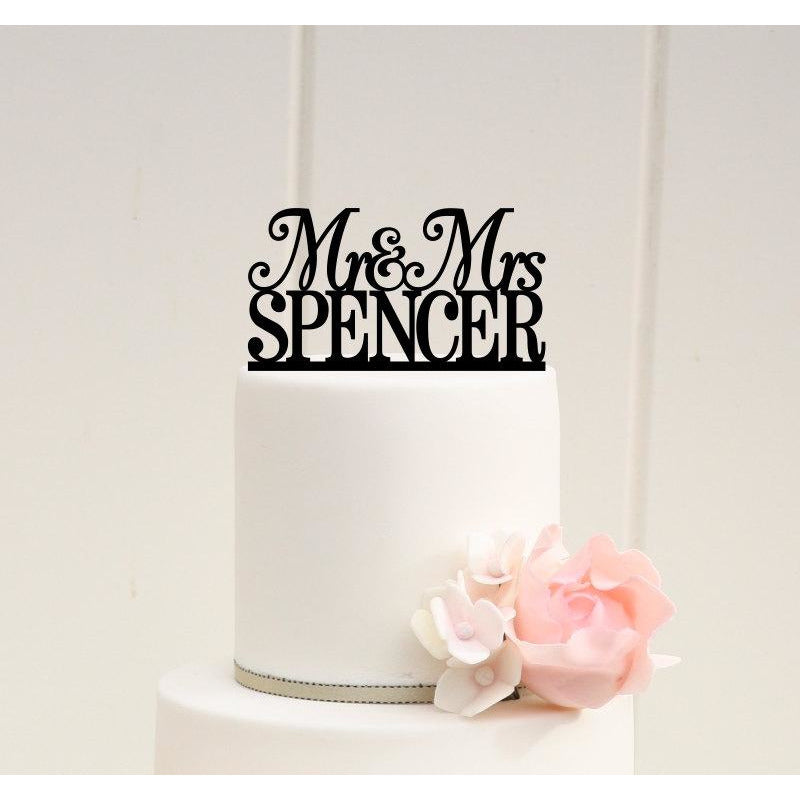 Personalized Mr and Mrs Wedding Cake Topper with YOUR Last Name - Wedding Collectibles