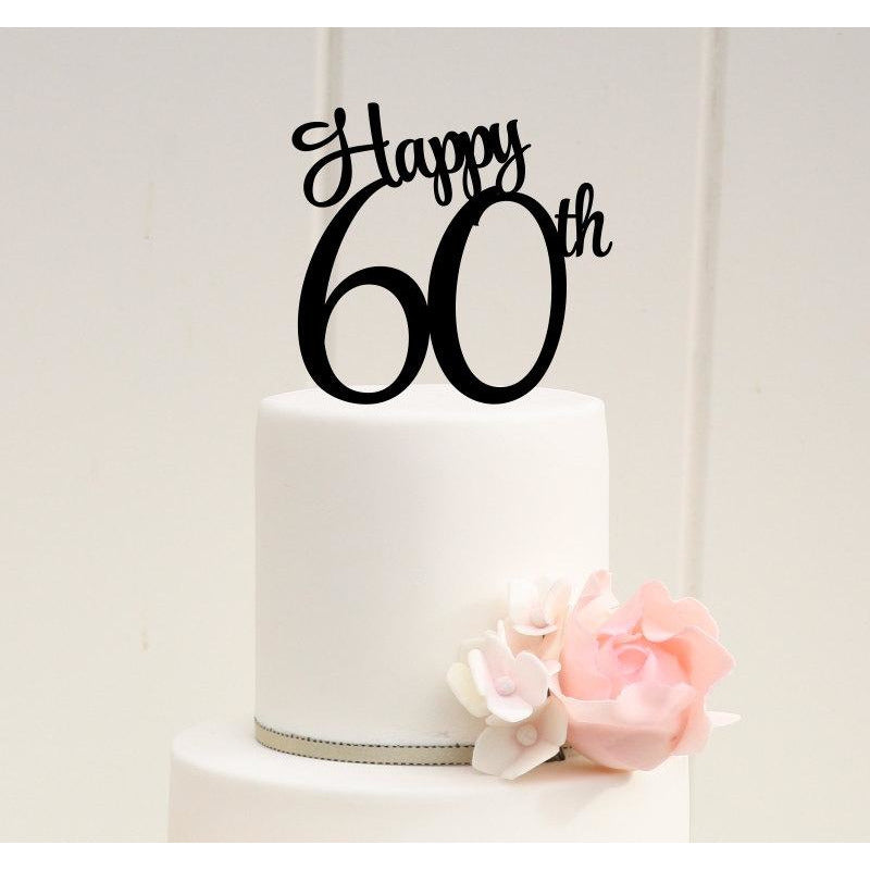 Happy 60th Birthday or Anniversary Cake Topper - Wedding Collectibles
