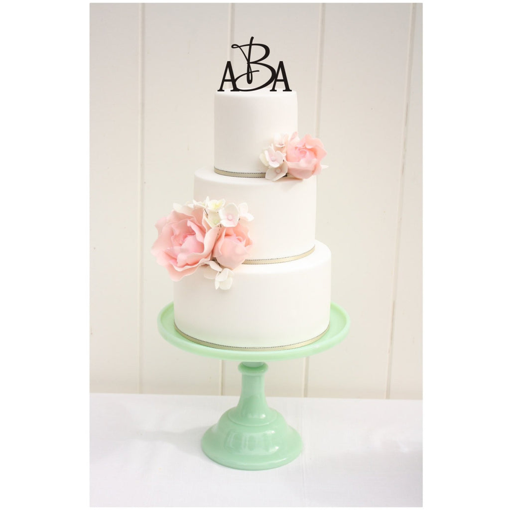 Custom Triple Monogram Wedding Cake Topper -3 Letter Monogram Letter Cake Topper - Wedding Collectibles