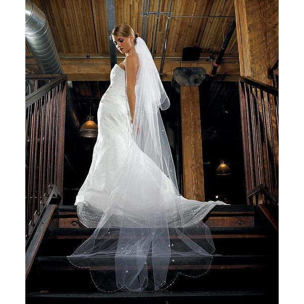 2-Tier White Standard Tulle Veil - Floor Length - Wedding Collectibles