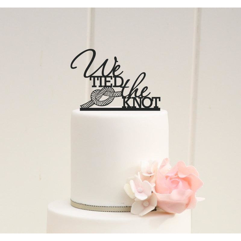We Tied The Knot Wedding Cake Topper - Nautical Beach Cake Topper - Wedding Collectibles