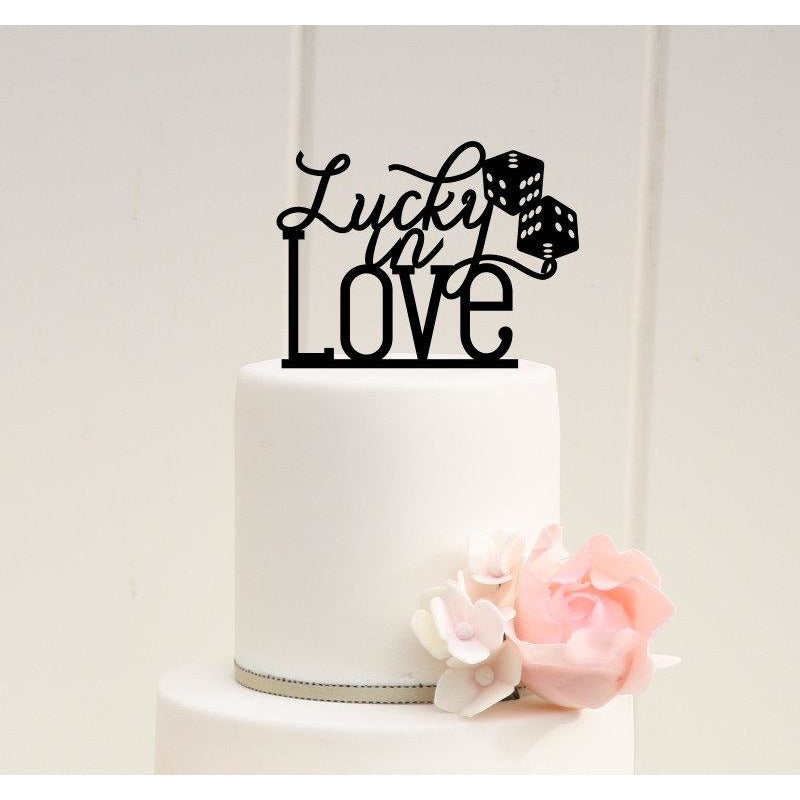 Lucky in Love with Dice Wedding Cake Topper - Las Vegas Cake Topper - Wedding Collectibles