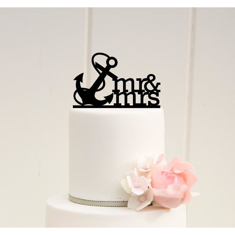 Mr & Mrs Anchor Nautical Wedding Cake Topper - Wedding Collectibles