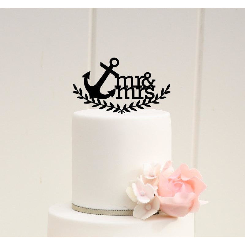 Mr and Mrs Anchor Wedding Cake Topper - Nautical Cake Topper - Wedding Collectibles