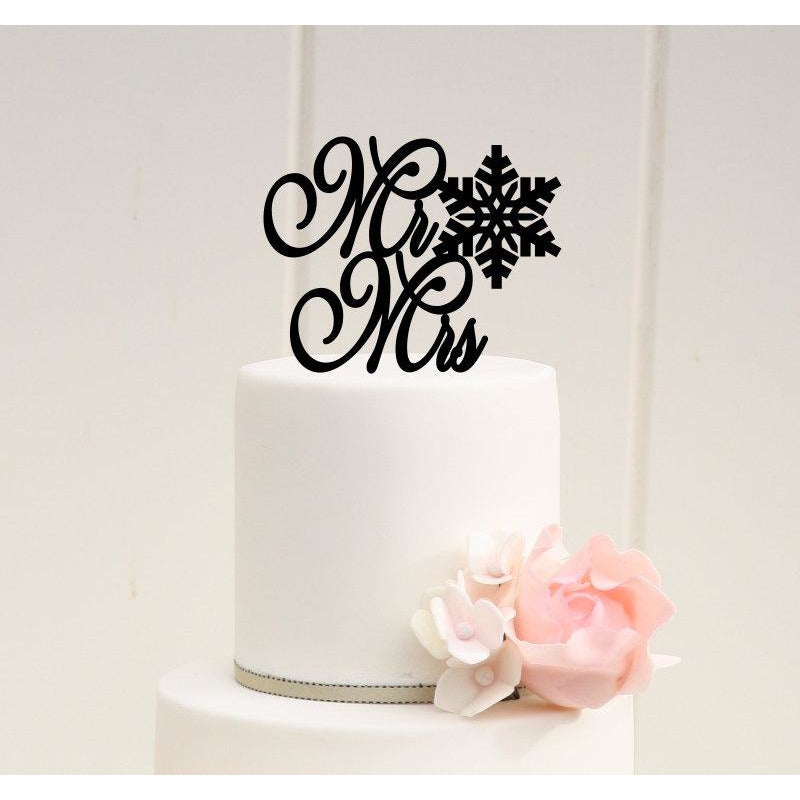 Snowflake Mr & Mrs Wedding Cake Topper - Winter Wedding Cake Topper - Wedding Collectibles