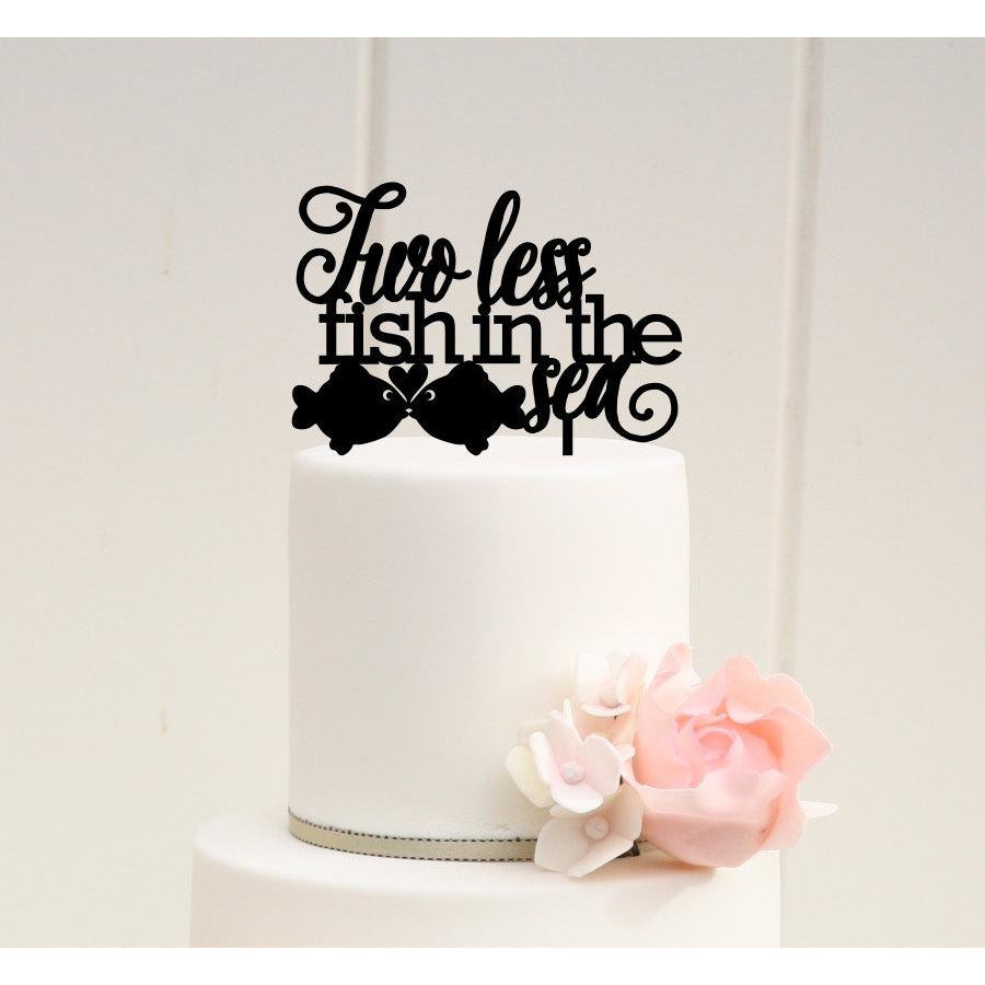 Two Less Fish in the Sea Wedding Cake Topper - Custom Cake Topper - Wedding Collectibles
