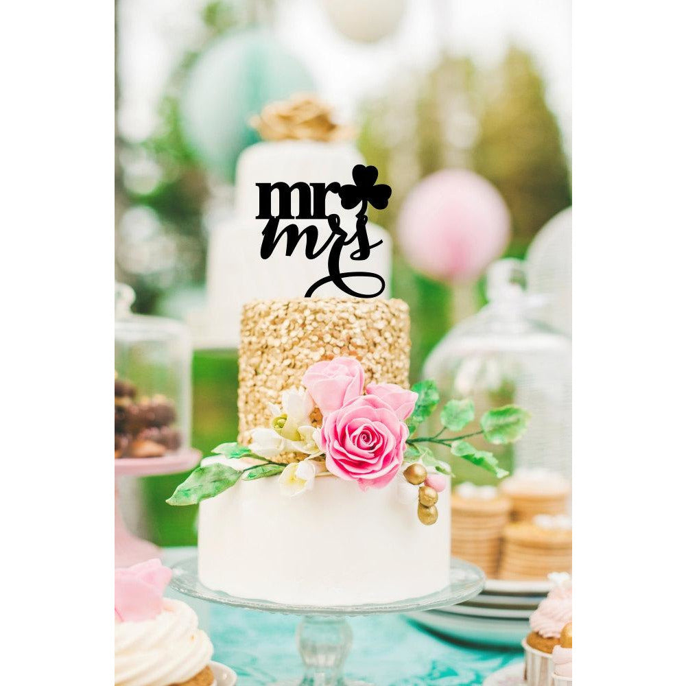 Shamrock Wedding Cake Topper - Mr & Mrs Cake Topper - St. Patrick's Day Cake Topper - Wedding Collectibles