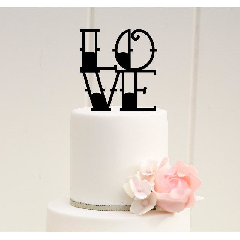 Tattoo Style LOVE Wedding Cake Topper Custom Design - Wedding Collectibles