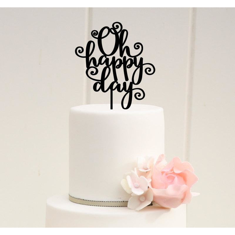 Wedding Cake Topper - Oh Happy Day Wedding Cake Topper - Wedding Collectibles