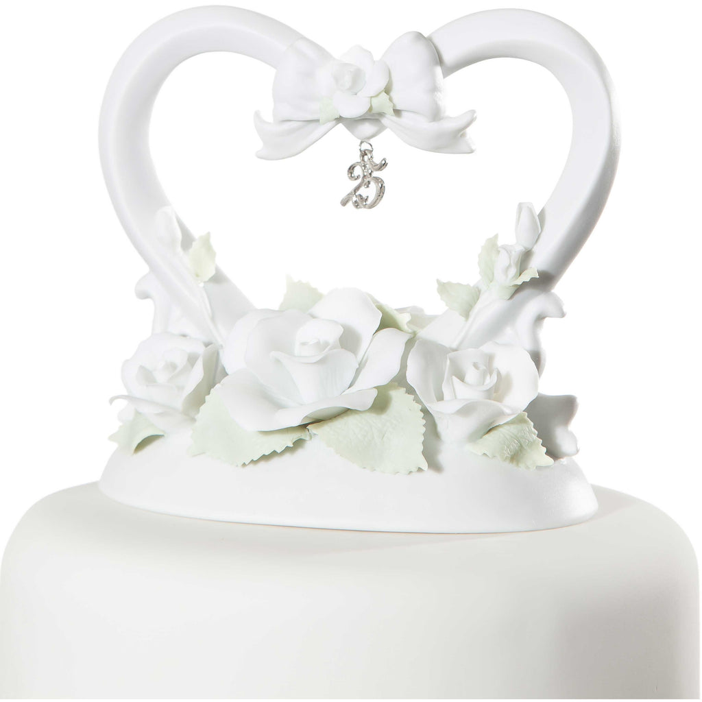 25th Anniversary Heart Cake Topper - Wedding Collectibles