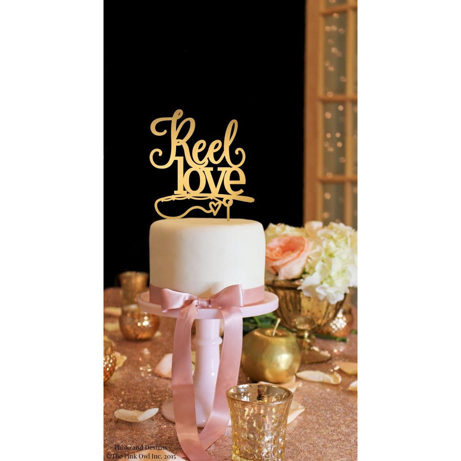 Wedding Cake Topper - Fishing Wedding Cake Topper - Reel Love Cake Top