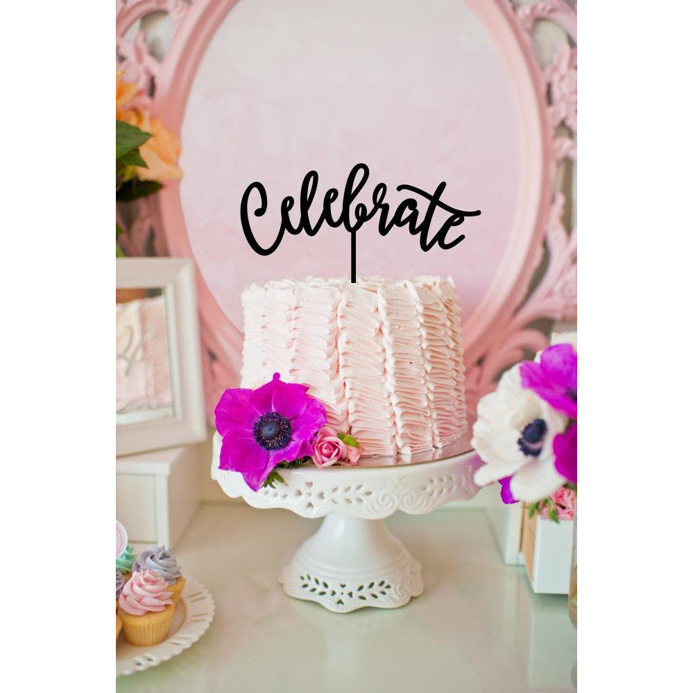 Celebrate Cake Topper - Birthday Cake Topper - Bridal Shower Cake Topper - Wedding Collectibles
