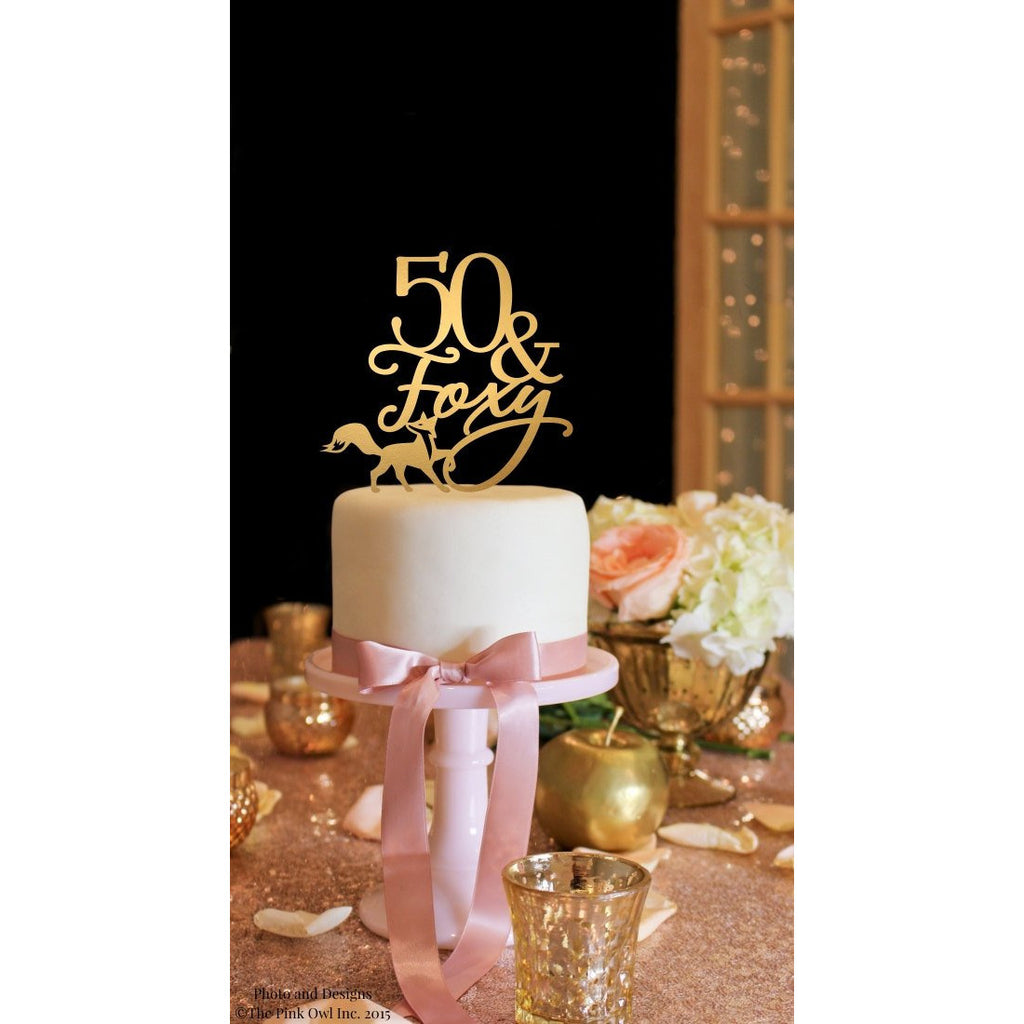 50th Birthday Cake Topper - 50 & Foxy - Happy 50th Cake Topper - Wedding Collectibles