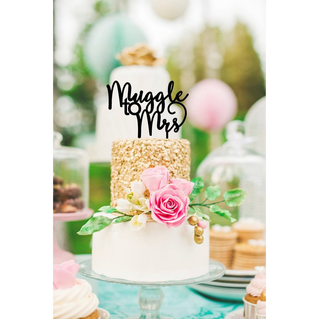 Harry Potter Inspired Cake Topper - Muggle to Mrs Bridal Shower Cake T