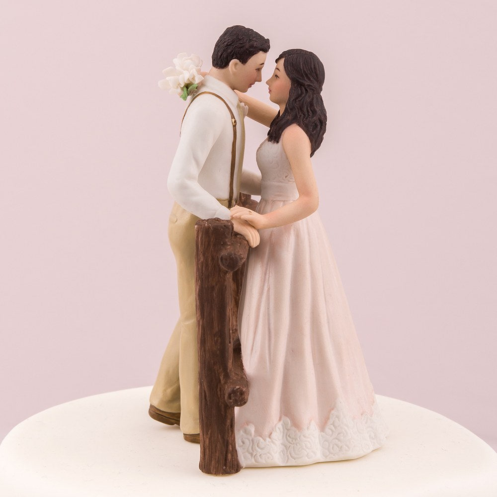 Rustic Couple Porcelain Figurine Wedding Cake Topper - Wedding Collectibles