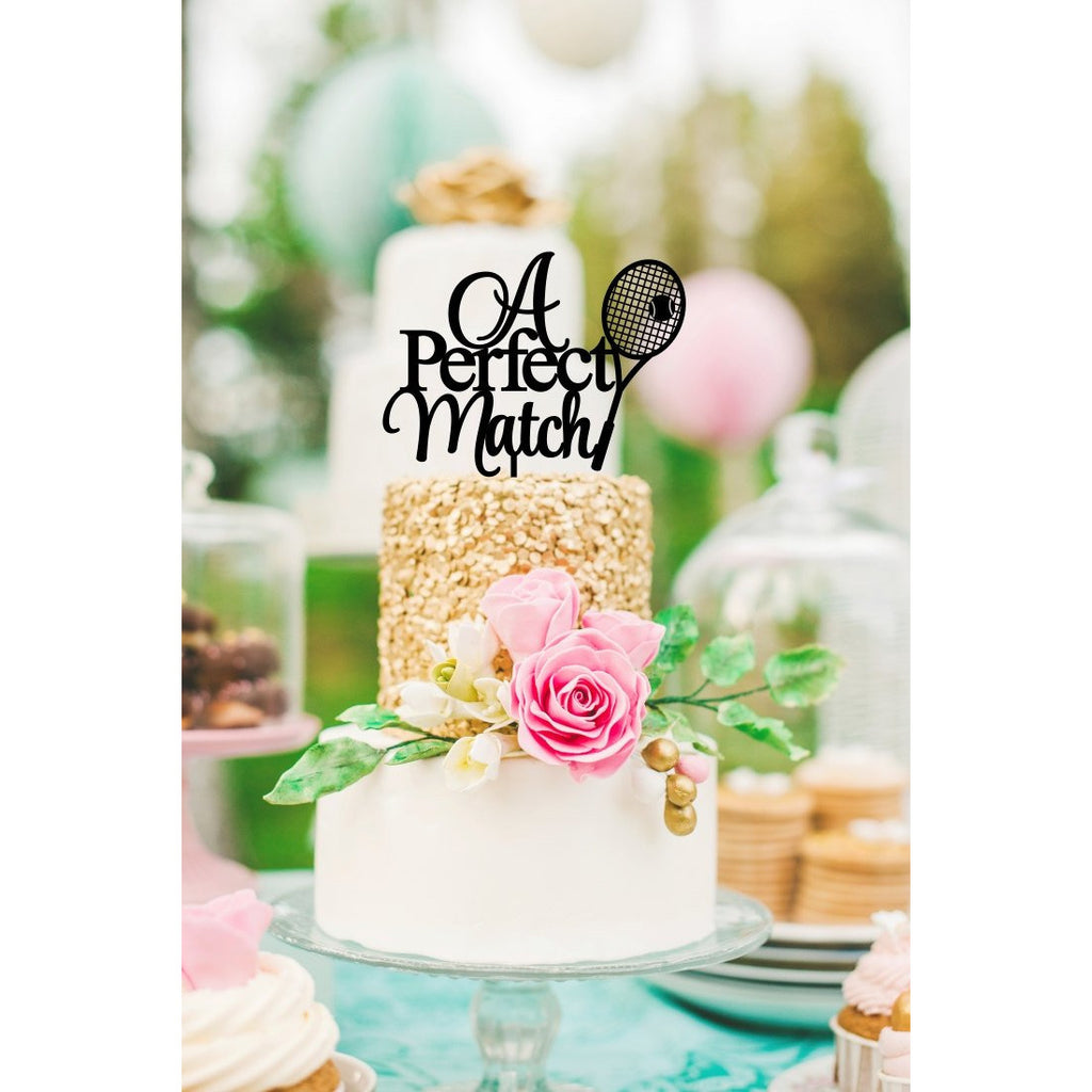Tennis Wedding Cake Topper - Tennis Wedding Decor - A Perfect Match Cake Topper - Wedding Collectibles