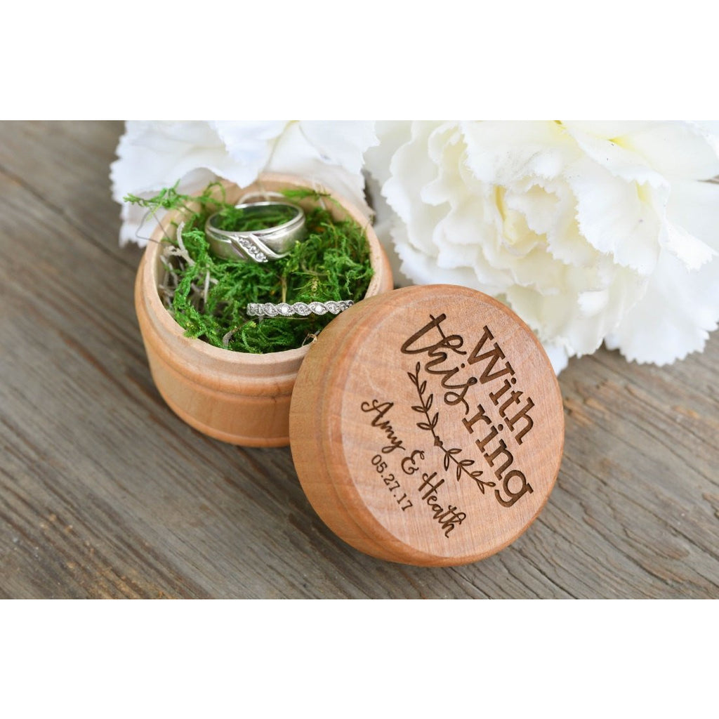With This Ring Engraved Wedding Ring Box - Rustic Wedding Ring Box - Wedding Collectibles