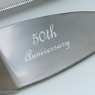 50th Wedding Anniversary Flutes & Cake Server Set - Wedding Collectibles