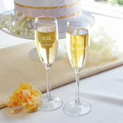50th Wedding Anniversary Flutes & Cake Server Set - Wedding Collectibles