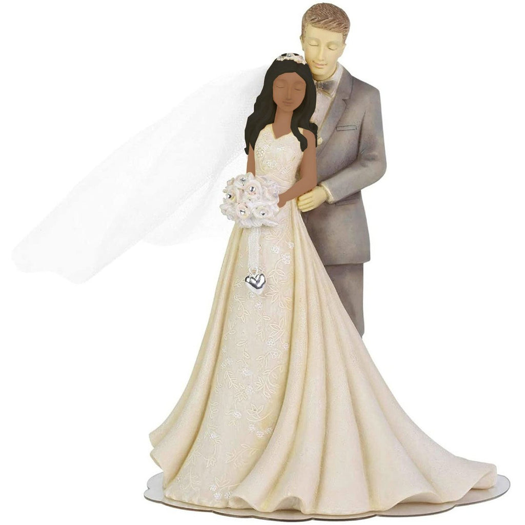 Foundations Interracial Wedding Cake Topper Figurine - African American Bride and Caucasian Groom - Wedding Collectibles