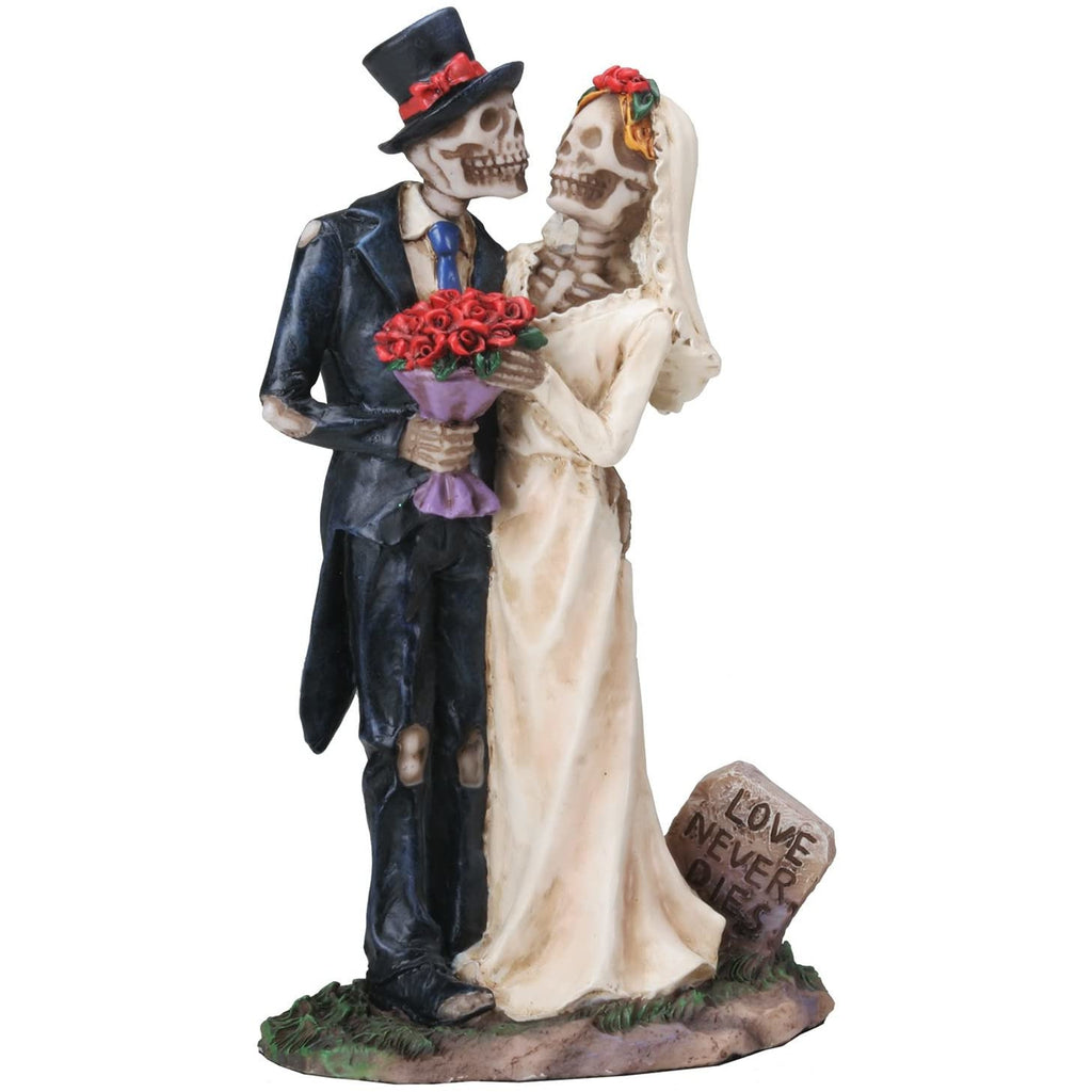 Love Never Dies Bride and Groom Wedding Skulls Cake Toppers - Wedding Collectibles