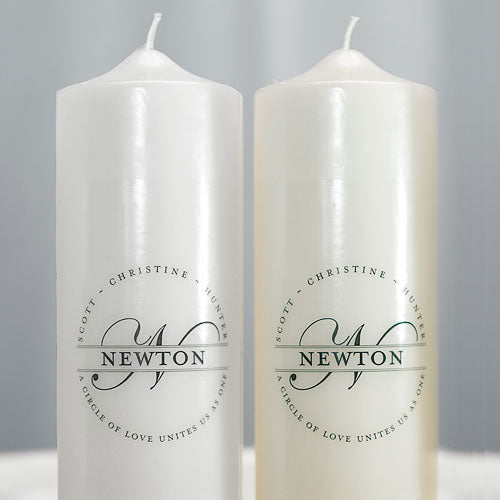 Family Circle Monogram Personalized Unity Candle - Wedding Collectibles