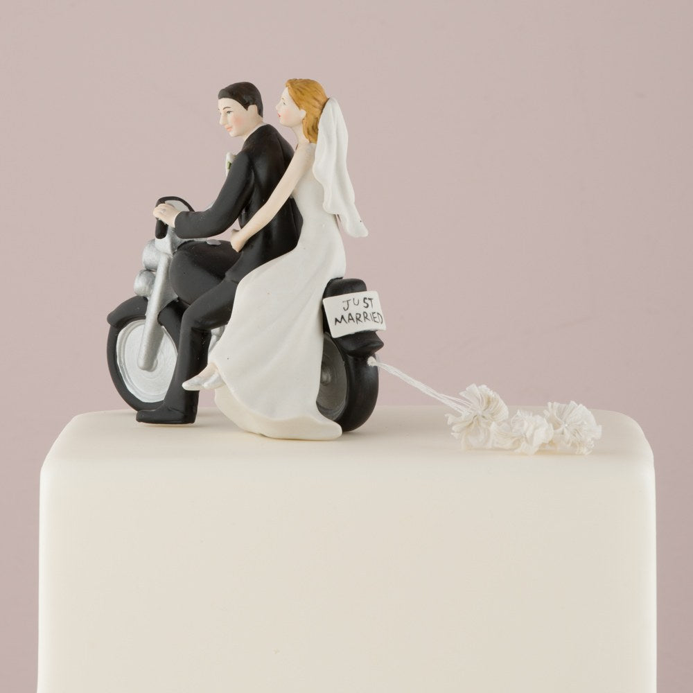 Motorcycle "Get-away" Wedding Cake Topper Figurine - Wedding Collectibles